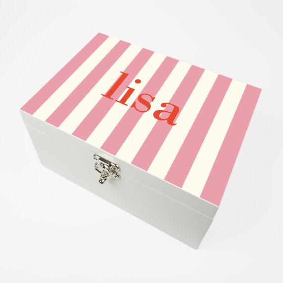 Memorybox met naam - Pink stripes - Sfeerbeeld 2